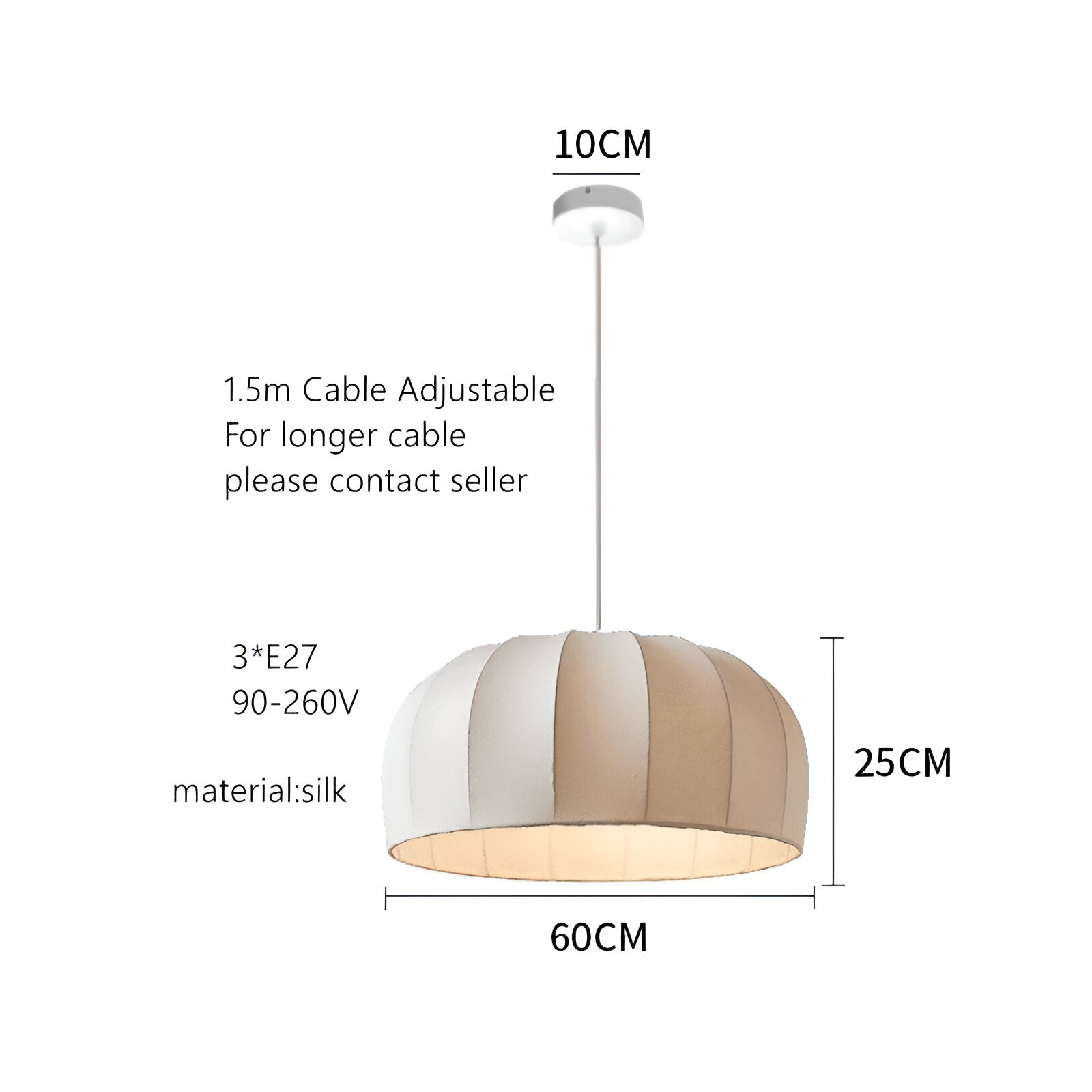 Japandi Modern Handmade Silk Pendant Light