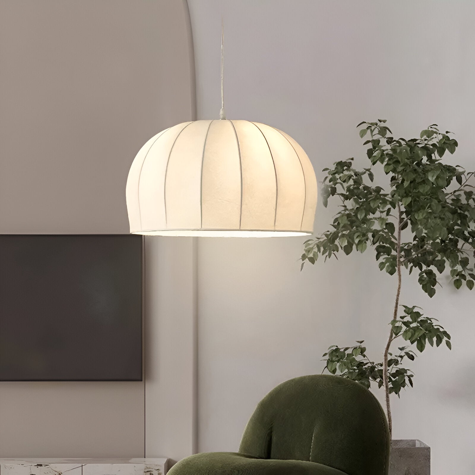 Japandi Modern Handmade Silk Pendant Light
