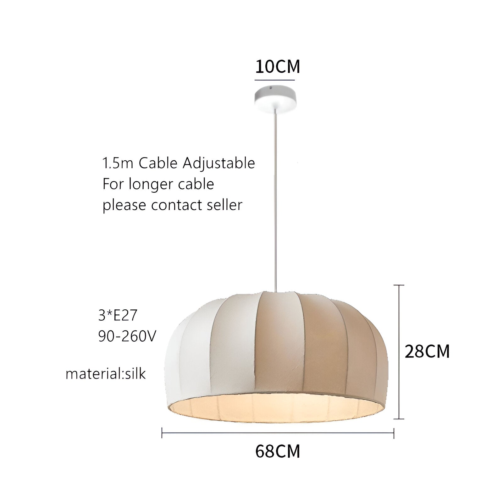 Japandi Modern Handmade Silk Pendant Light