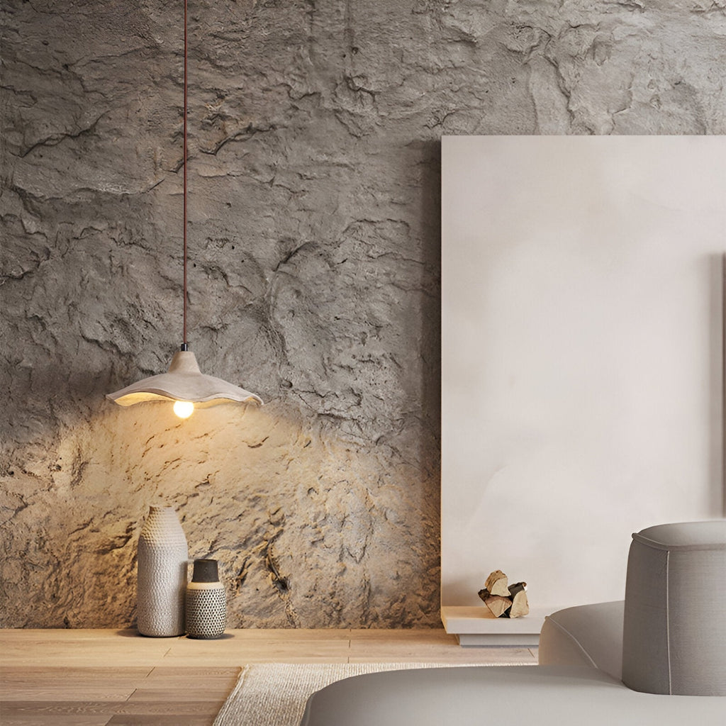 Nordic Wabi-Sabi Flower-Shaped Cement Pendant Light