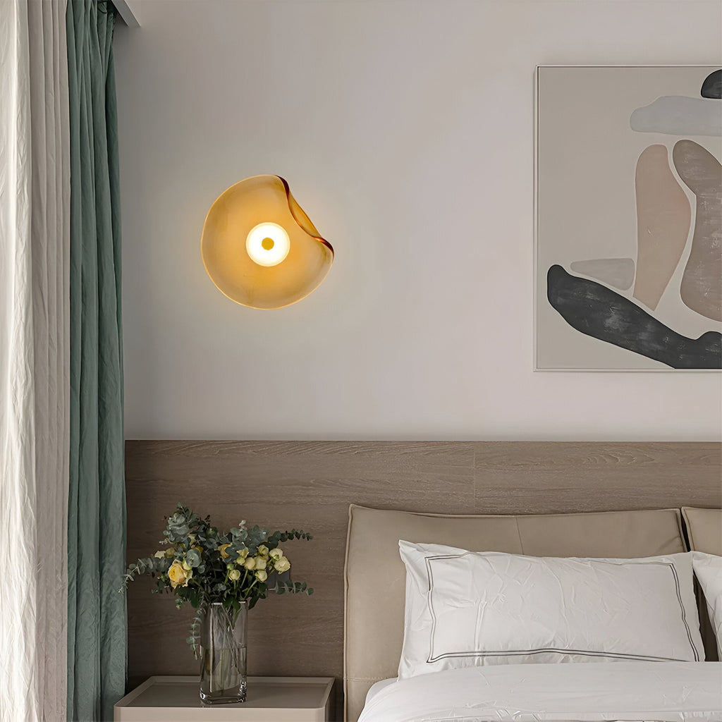 Nordic Curved Glass Japandi Style Glass LED Wall Light