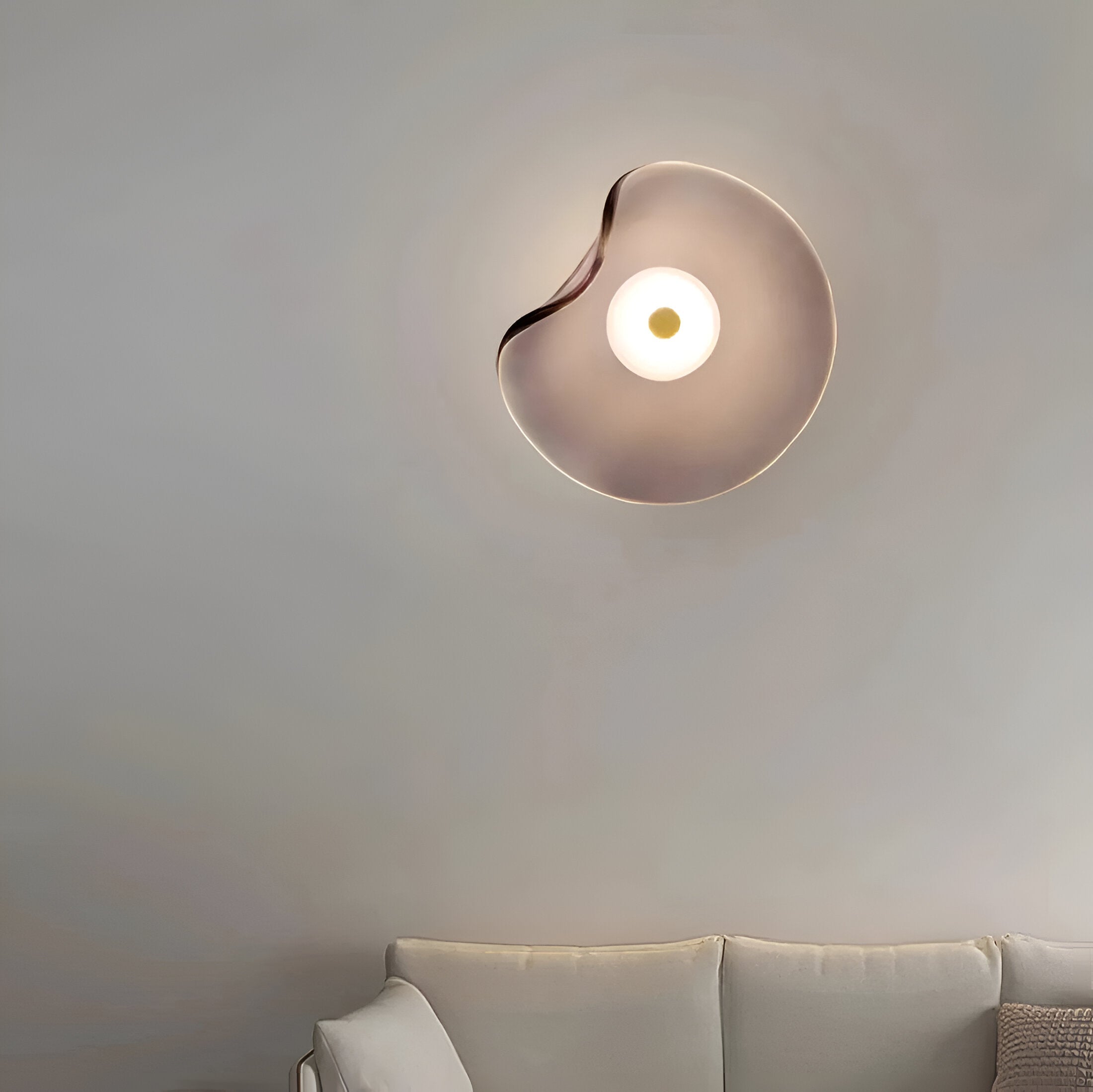Nordic Curved Glass Japandi Style Glass LED Wall Light
