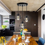 Retro Industrial Black Metal Trio Pendant Light