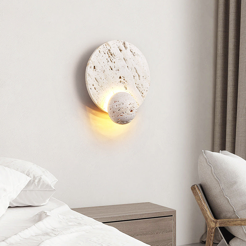White Travertine Cream Style Wall Light