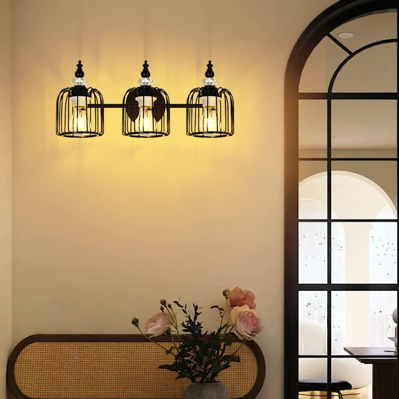 Modern Garlic Bead Three-Head Iron Lampshade Wall Light