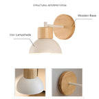 Nordic Wood Iron Shade Japandi Wall Light