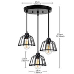 Retro Industrial Black Metal Trio Pendant Light