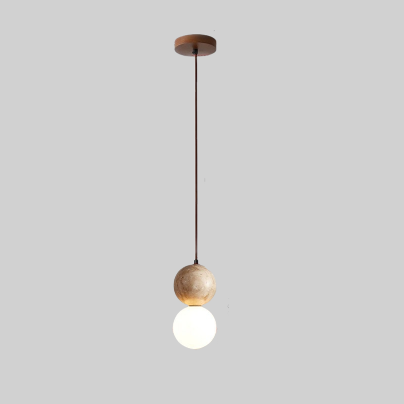 Travertine Stone Cream Retro Minimalist LED Pendant Light