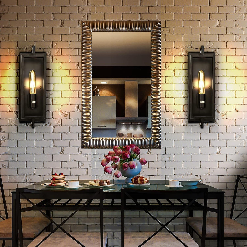 Industrial Metal Rectangular Frame Wall Light