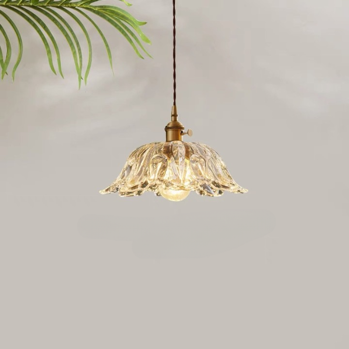 Retro French Flower Glass Pendant Light