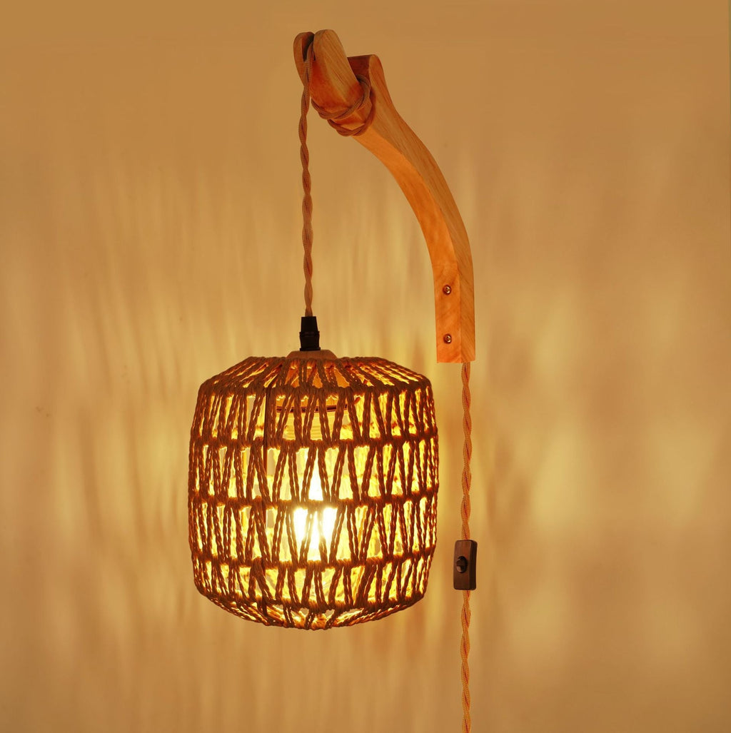 Rustic Hand-Woven Hemp Rope Wall Light