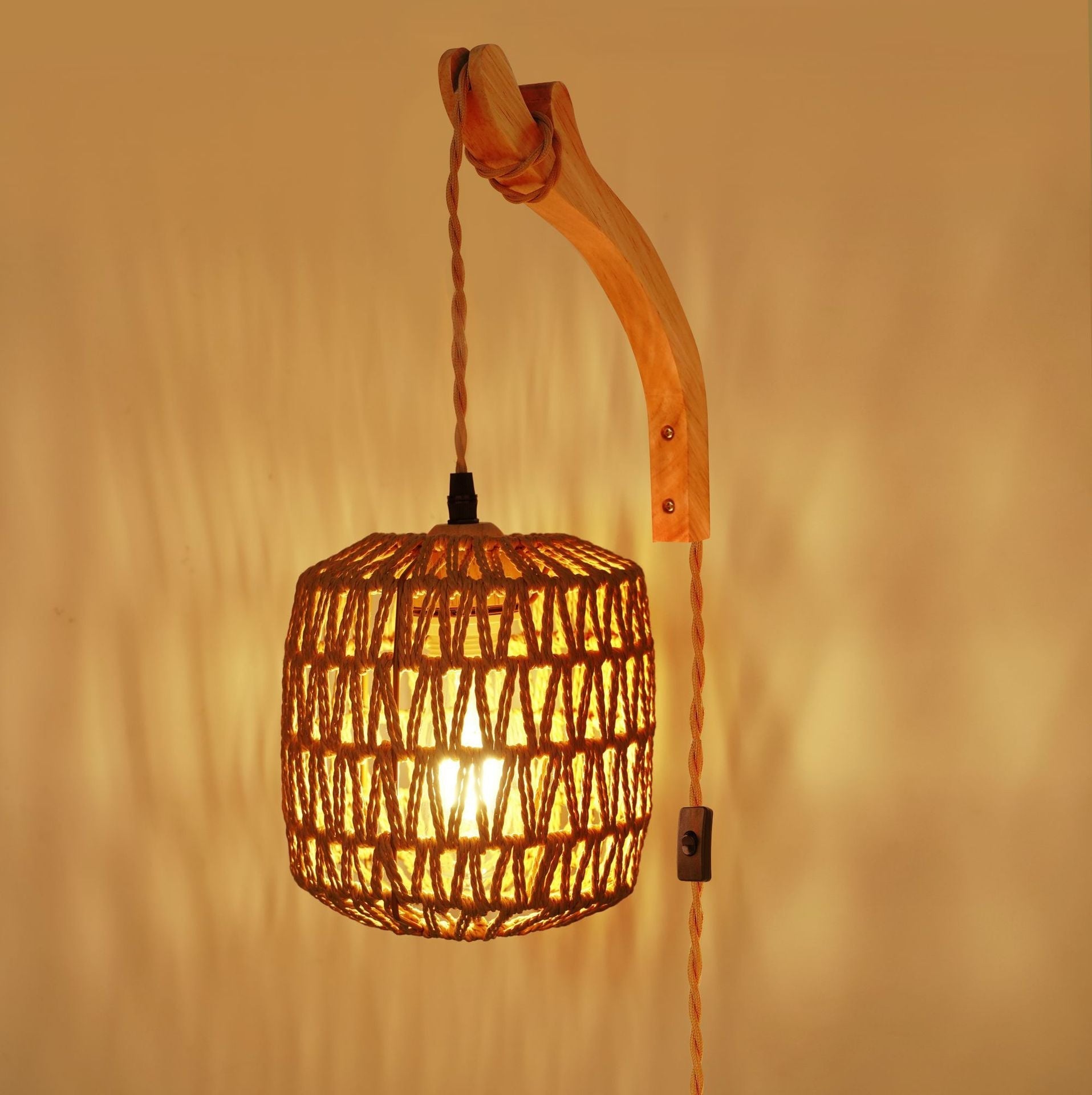 Rustic Hand-Woven Hemp Rope Wall Light