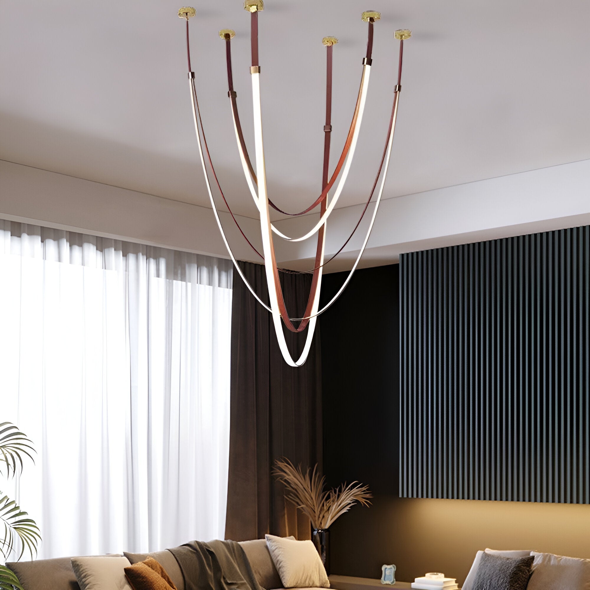 Nordic PU Leather LED Belt Ceiling Light