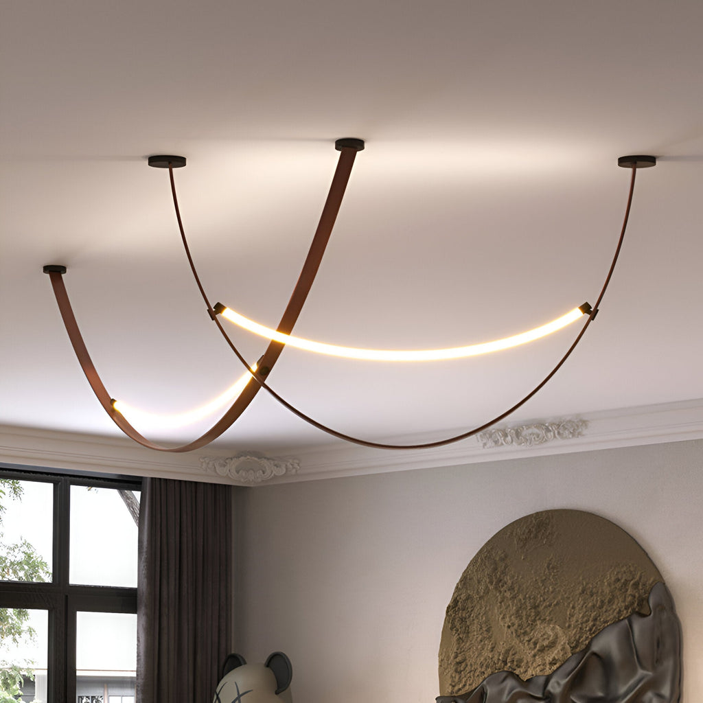 Nordic PU Leather LED Belt Ceiling Light