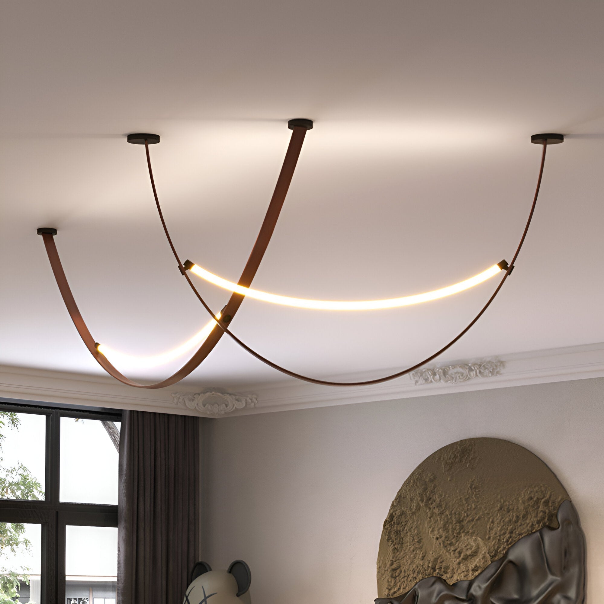 Nordic PU Leather LED Belt Ceiling Light