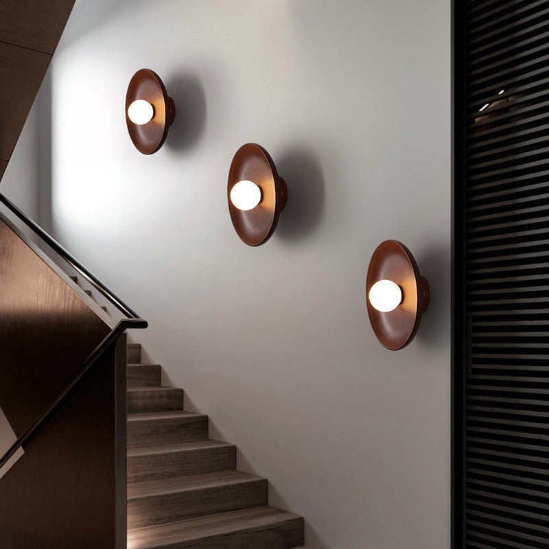 Solid Wood Circle Japandi Wall Light