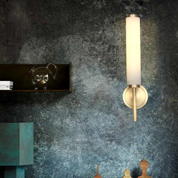 Nordic Brass Marble Tube Wall Light