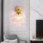 Modern Retro Rippled Glass Sphere Wall Light