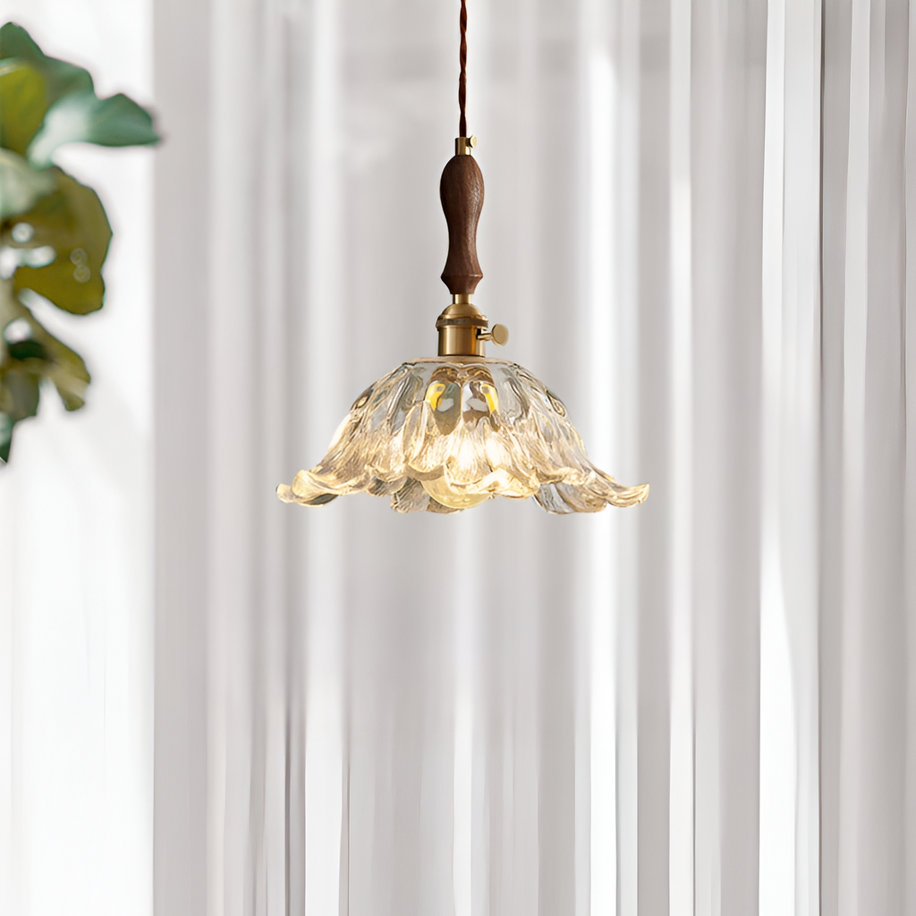 Retro French Flower Glass Pendant Light