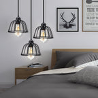 Retro Industrial Black Metal Trio Pendant Light