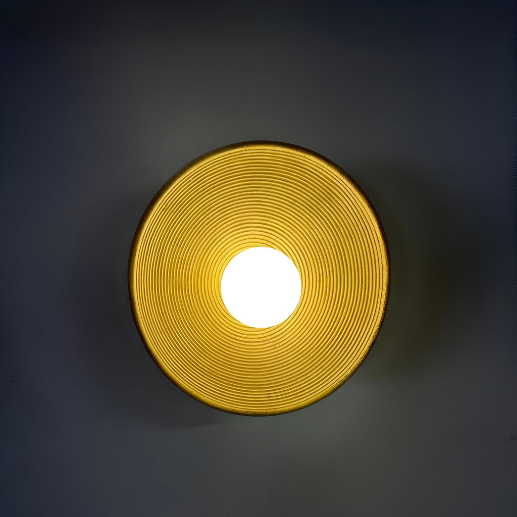 Retro Ceramic Style Resin Round Japandi LED Wall Light