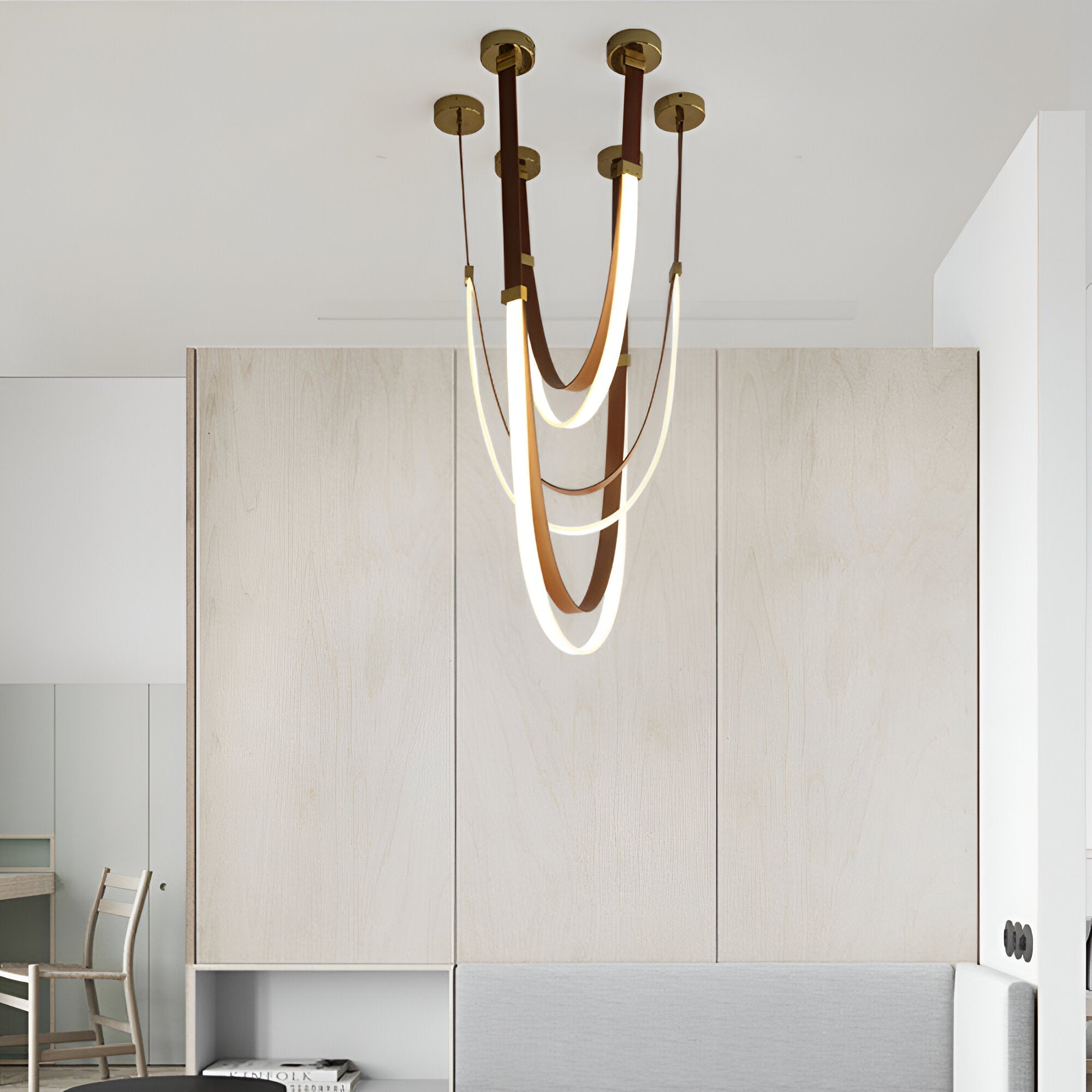Nordic PU Leather LED Belt Ceiling Light