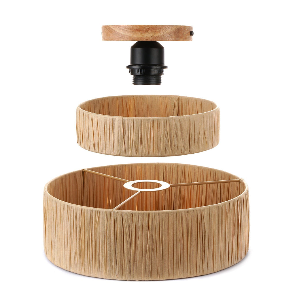 Modern Boho Rattan Double-Layer Plant Ceiling Light