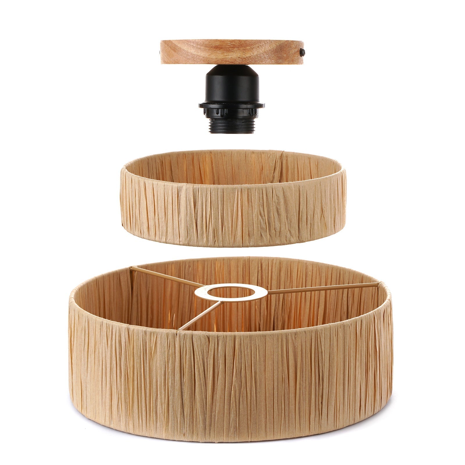 Modern Boho Rattan Double-Layer Plant Ceiling Light