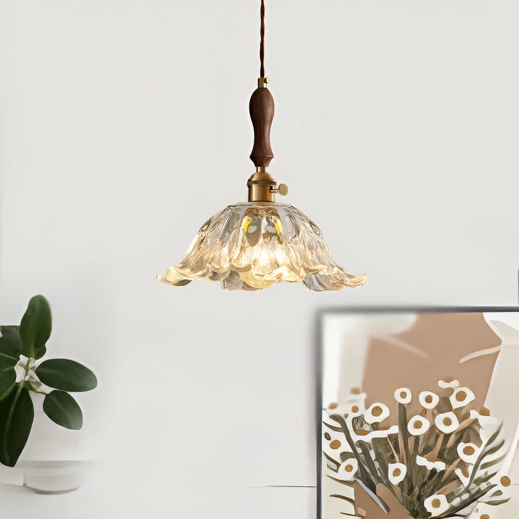 Retro French Flower Glass Pendant Light