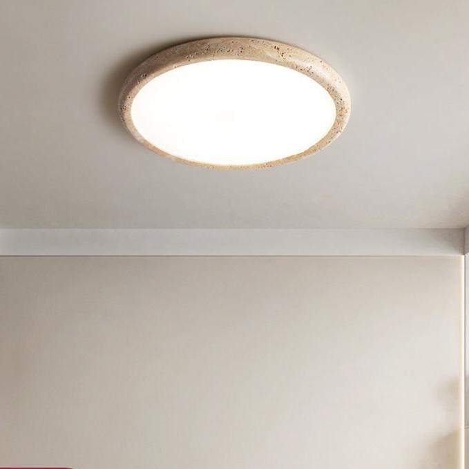 Travertine Japanese Style Round Ceiling Light