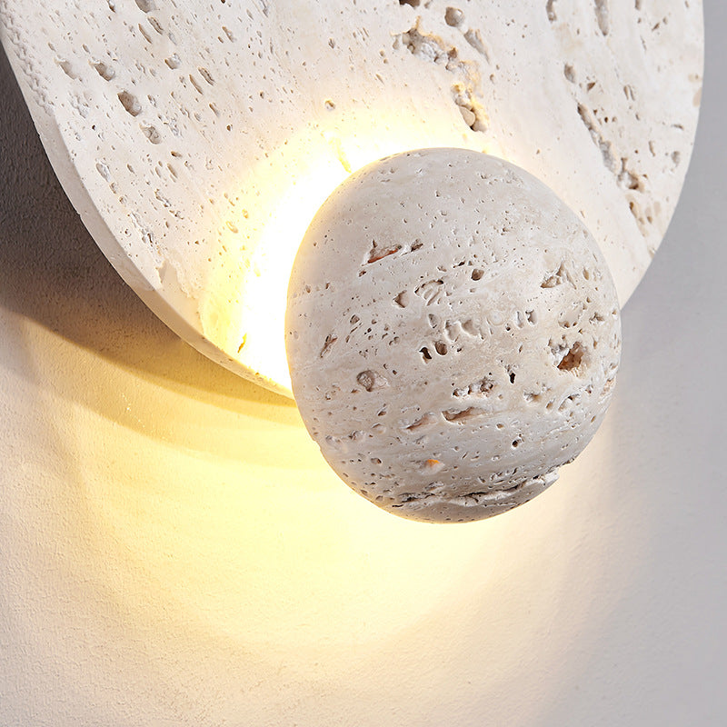 White Travertine Cream Style Wall Light