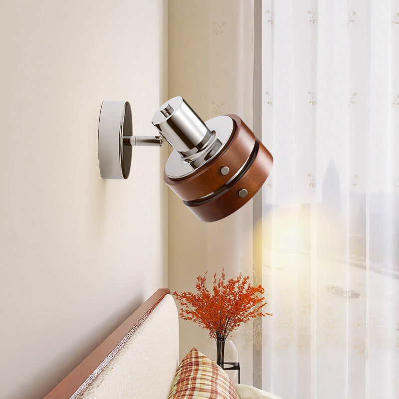 Elric Traditional Vintage Cylinder Wood Wall Light