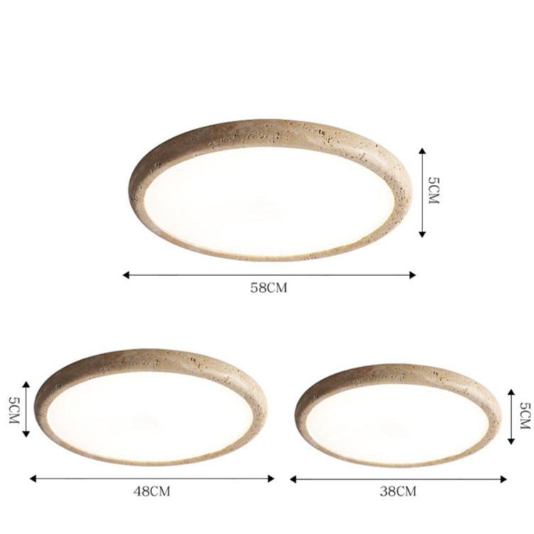 Travertine Japanese Style Round Ceiling Light