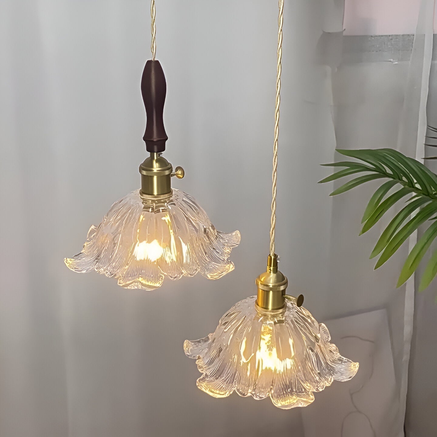 Retro French Flower Glass Pendant Light
