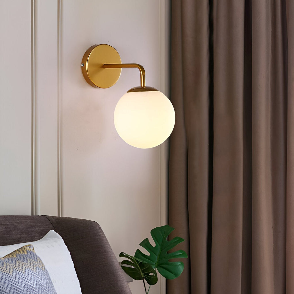 Modern Retro Rippled Glass Sphere Wall Light