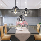 Retro Industrial Black Metal Trio Pendant Light