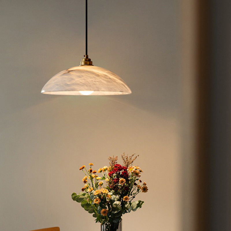 Modern Alabaster Dome Pendant Light