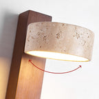 Travertine Wood Bedside Wall Light