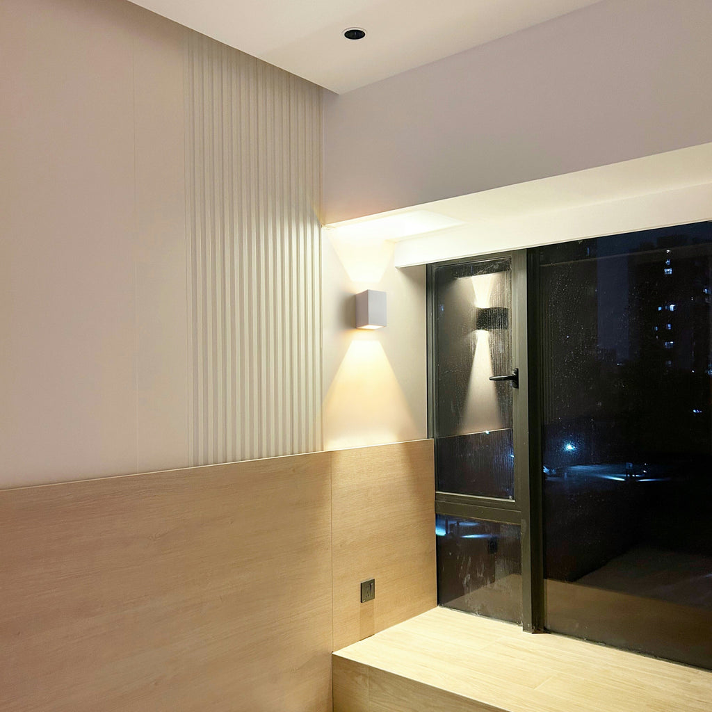 Lume Minimalist Stone Travertine Cube Wall Light