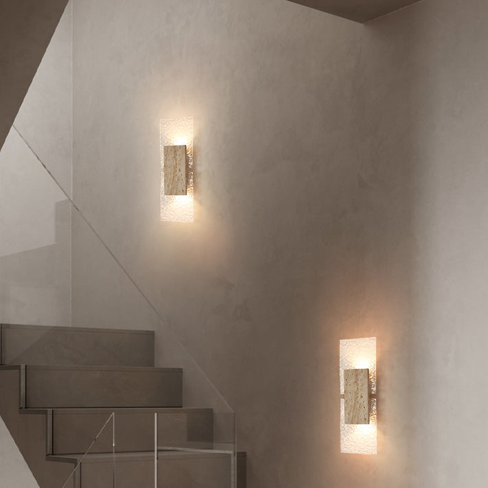 Amber Tranquility Travertine Wabi-Sabi Wall Lamp