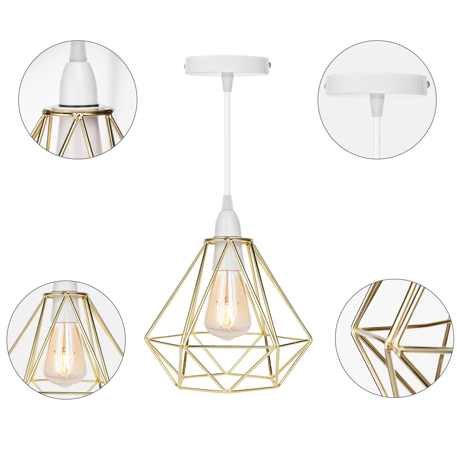 Nordic Diamond-Shaped Metal Pendant Light