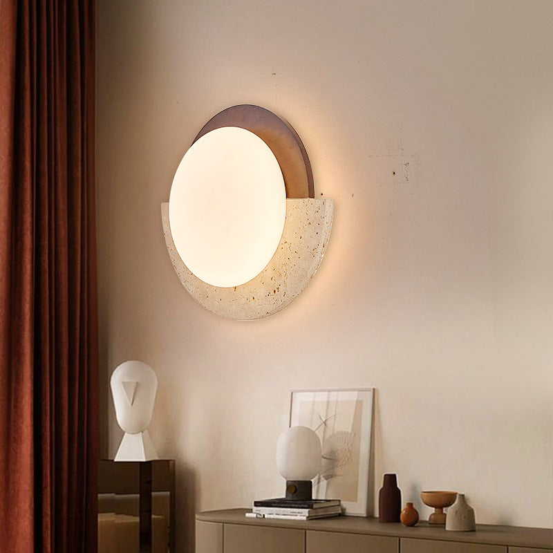 Modern Design Travertine Log Wabi-Sabi Style Wall Light