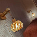 Retro LED Hand-Woven Bamboo Wall Light