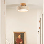 Round Yellow Travertine Ceiling Light Fixture