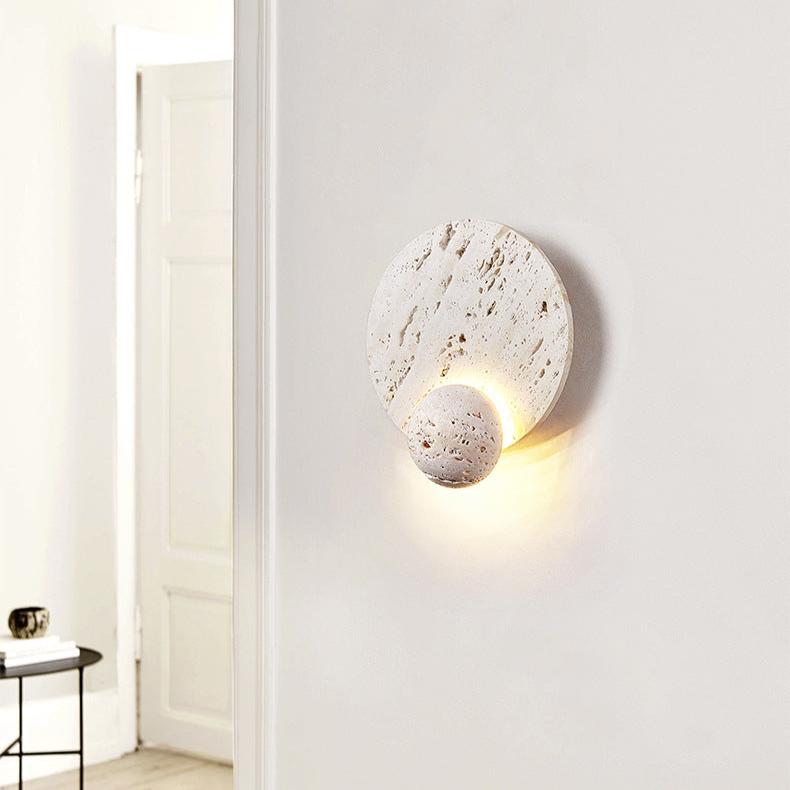 White Travertine Cream Style Wall Light
