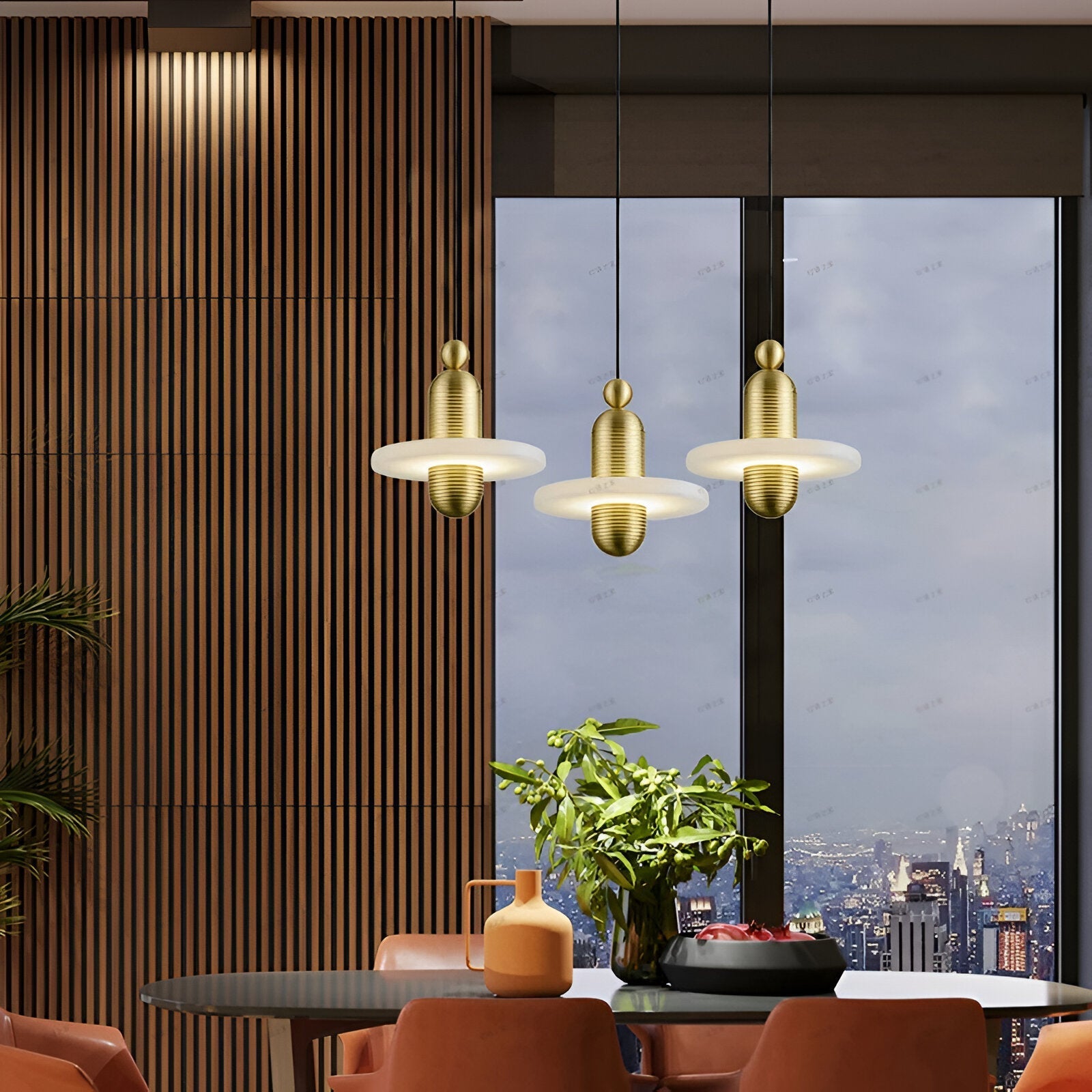 Modern Iron Alabaster Disc Minimalist Pendant Light