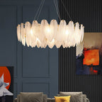 Luxury Gold Glass Feather Chandelier