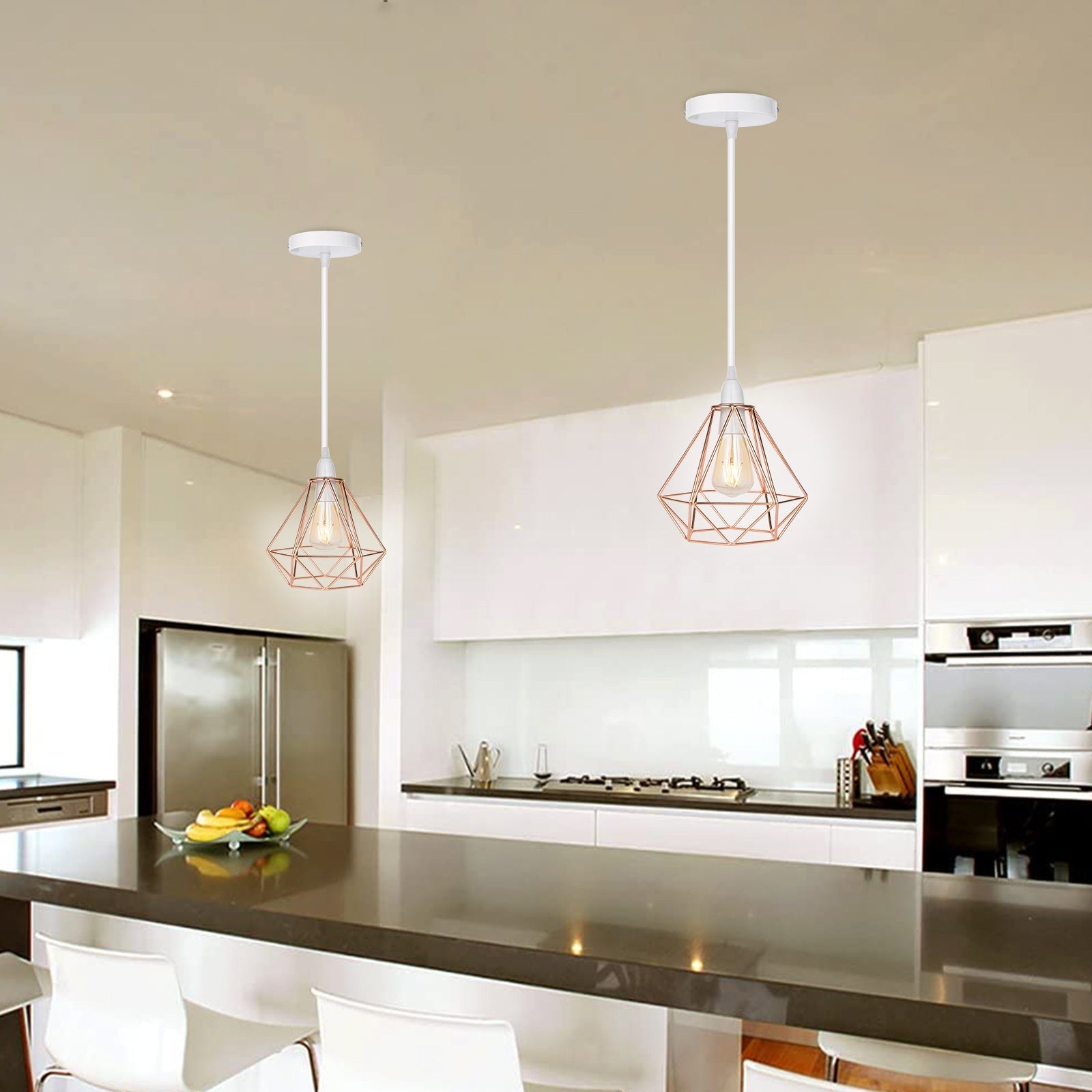 Nordic Diamond-Shaped Metal Pendant Light