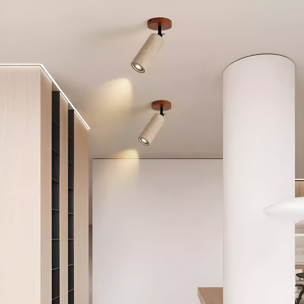 Yellow Travertine Wood Adjustable Ceiling and Wall Light