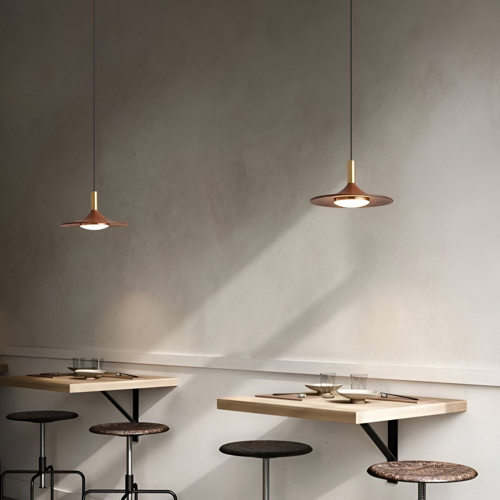 Nordic Style Walnut-Finish Iron Pendant Light